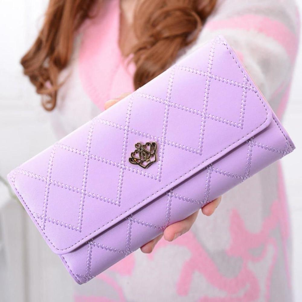 Crown Rhombus Pattern Wallet In Light Purple
